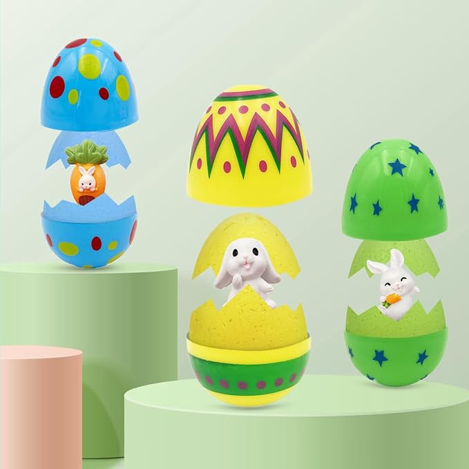 12 Pack Easter Egg Bath Bombs for Kids with Surprise Inside, Kids Bath Bombs for Easter Egg Hunt and Easter Basket Stuffers, Easter Bath Bombs for Kids