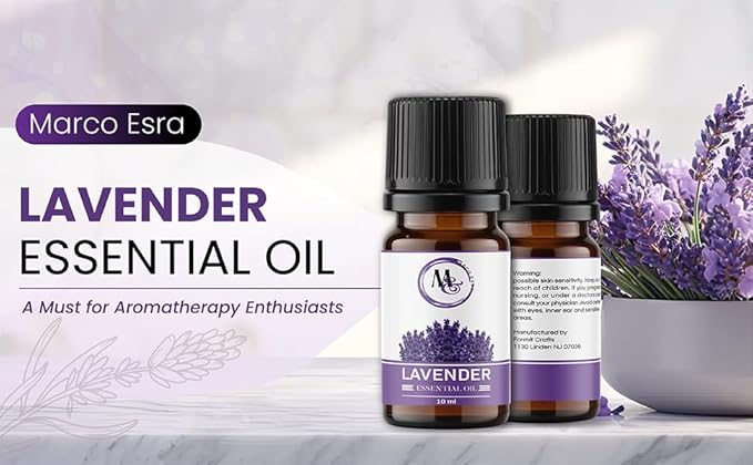 Lavender Essential Oil – 10ml Pure and Natural Diffuser Oil for Aromatherapy Diffuser, Humidifier, Massage – Undiluted, No Fillers (Lavender) MarcoEsra