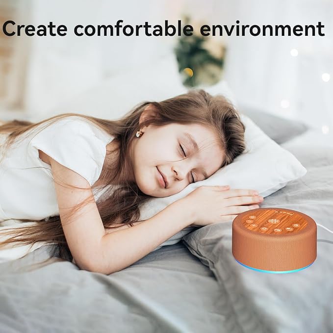 Sleep Sound Machine White Noise Machine with 30 Non Looping Sounds 12 Night light Colors with 5 Timers 36 Adjustable Volume Memory Function Brown Noise Machine for Baby kid Adult & Home Nursery Travel