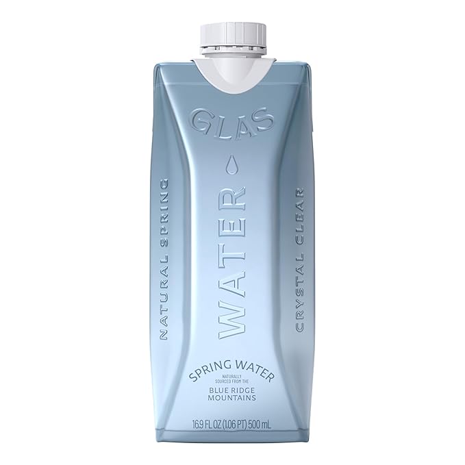 GLAS Water (12 Pack) 16.9oz 500ml Boxed Natural Spring Water | Eco-Friendly Paperboard Carton, Pure Non-BPA Drinking Water, Sustainable Alternative to Plastic Bottles