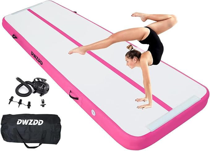 Dwzdd Gymnastics Air Mat 10ft/13ft/16ft/20ft Tumbling Mat Inflatable Gymnastics Tumble Track for Home/Gym/Training/Cheerleading/Water with Electric Pump - Bloomnest