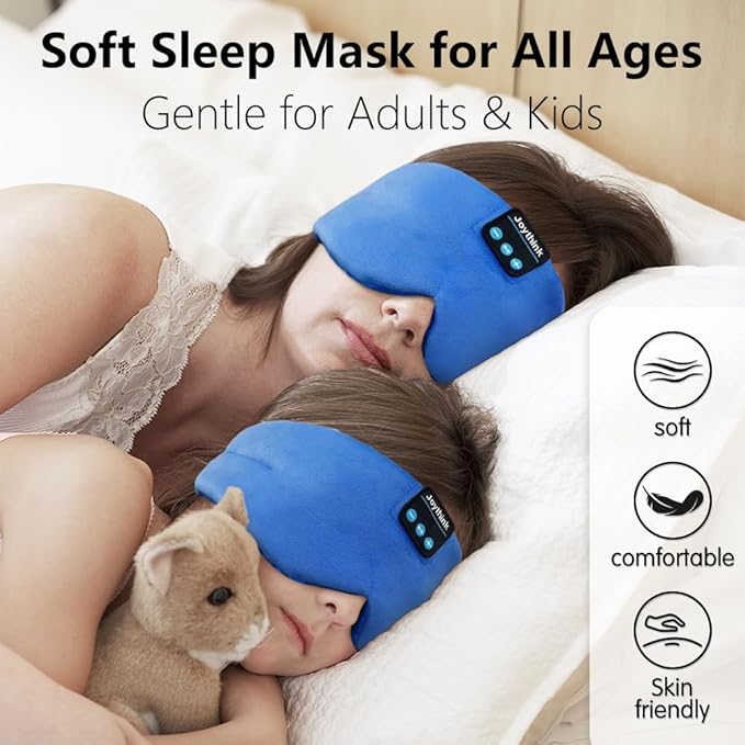 Joythink Sleep Headphones Bluetooth Headband Sleeping Eye Mask Kids Children Soft Wireless Sleep Headphones for Women Men Silk Speaker Bluetooth Earbuds for Side Sleeper Music Mask Cool - Bloomnest