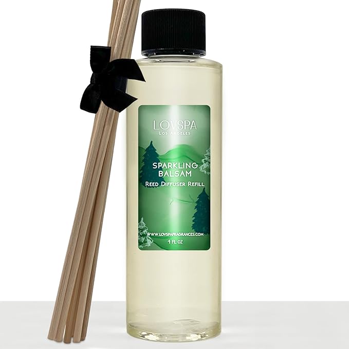 LOVSPA Sparkling Balsam Pine Diffuser Oil - Holiday Essential Oils for Diffuser Refill & Air Freshener Room Spray - Long-Lasting & Natural Home Fragrance, Scented Oil for Diffusers, USA Made, 4oz - Bloomnest