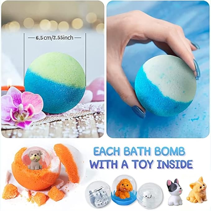 Bath Bombs for Kids with Surprise Inside for Girls Boys Toddlers, 20 Pack Organic Kids Bath Bombs with Puppy Dolls Inside, Kids Safe Handmade Bubble Bath Fizzies, Ideal Birthday Christmas Gift Set - Bloomnest