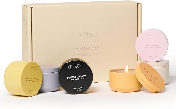 Benevolence LA Candle Gift Set – 6 Fall Scented Candles (1.4 oz) | Aromatherapy Candles with Orange, Eucalyptus, Rose & Jasmine | Cozy Seasonal Gift - Bloomnest