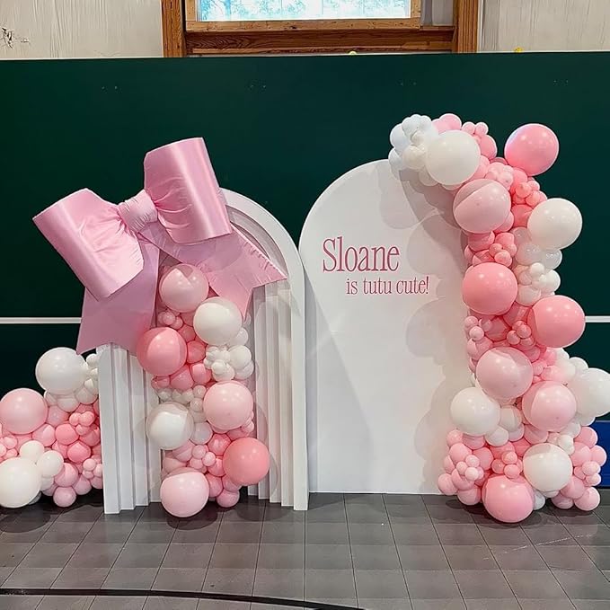 Pink Bow Balloon Garland Arch Kit - Coquette Birthday Decorations Coquette Bow Pink and White Balloon Arch Kit Different Size for Bridal Girls Birthday Baby Shower Valentine's Day Decorations - Bloomnest