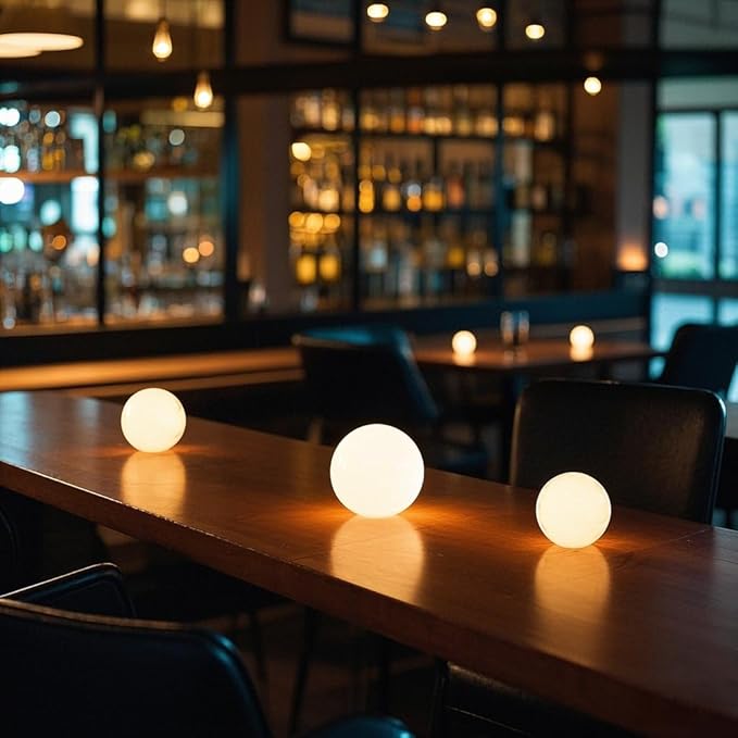 LED Ball Light, 6-inch Glowing Orb Light, Rechargeable Globe Lamp, Dimmable Mood Light W/Remote, Waterproof Ambient Lighting Lamp for Desk Bedroom Bathroom Patio - Bloomnest