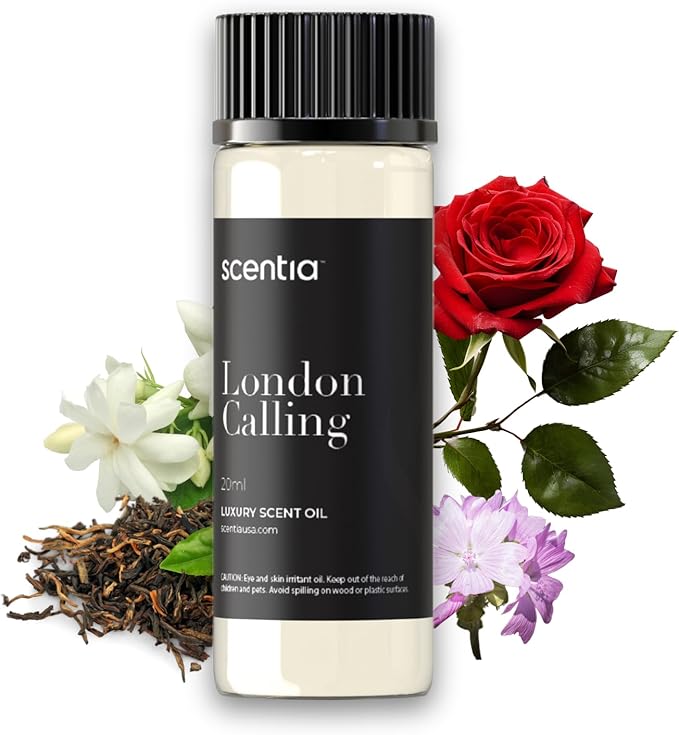 Scentia Hotel Diffuser Oil Inspired by Ferrari - 20 ml 0.67 fl oz - Essential Oil Blendwith White Tea, Cedarwood & Soku Lime for Aromatherapy Diffusers and Humidifiers - London Calling Scentia