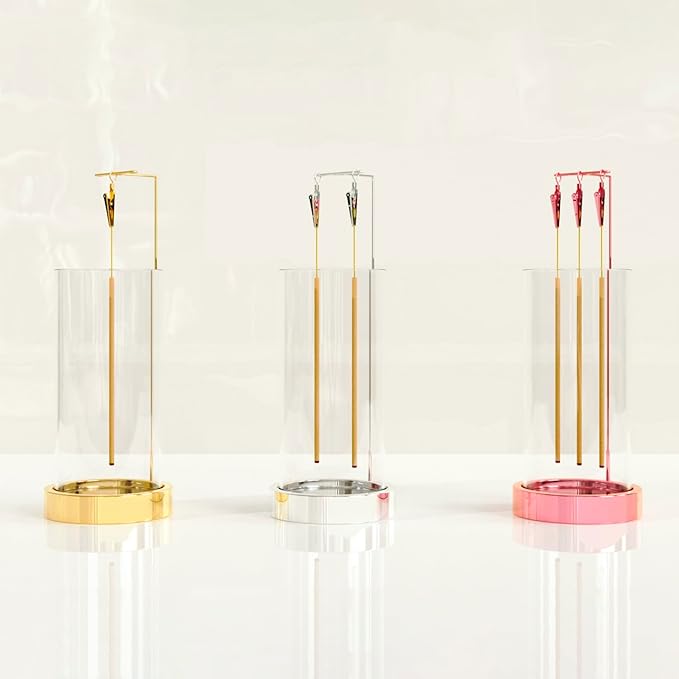 Incense Holder Ash Catcher - Upside Down Glass Incense Holder for Sticks, Reverse Inverted Anti Ash No Mess Insence-Stick Holder, Modern Metal Decorative Vertical Incense Burner, Rose Gold - Bloomnest