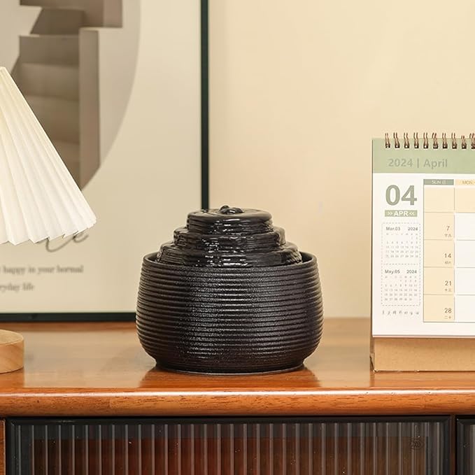 Ceramic Tabletop Fountain Water Feature for Indoor and Home Decoration Table Desk Office Patio (Black A155) - Bloomnest