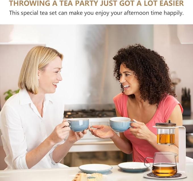 Lazy Kungfu Drip TeaPot, Heat Resistant Tea Set, Semi-Automatic Glass Teapot Suit for Magnetic Water Flow Wooden Glass Teapot Set