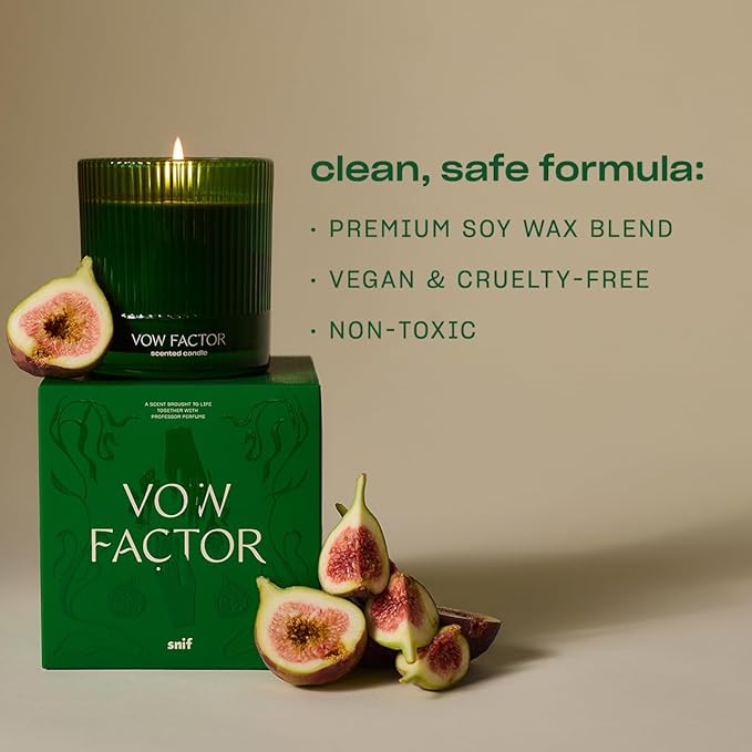 Vow Factor Luxury Scented Candle by Snif, Floral and Citrus Scent, 50+ Hours, 100% Cotton Fiber Wicks, Soy Wax Blend, Non-Toxic, Vegan, 8.5 oz - Bloomnest
