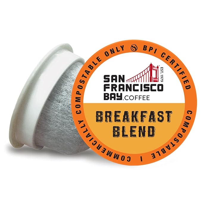 San Francisco Bay Compostable Coffee Pods - Breakfast Blend (80 Ct) K Cup Compatible including Keurig 2.0, Medium Roast - Bloomnest