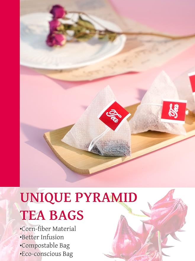 TeeLux Hibiscus Tea Bags, Natural Hibiscus Flowers Herbal Tea, Caffeine Free, Refreshing Tart Flavor, Hot & Iced Tea, 50 Count - Bloomnest