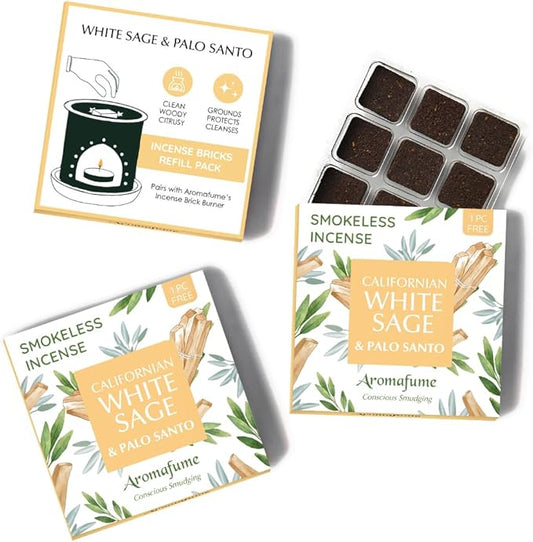 White Sage and Palo Santo Incense Bricks by Aromafume | 3x9 Bricks | Sage Incense for Cleansing Negative Energy & Protection | Sage for Smokeless Smudging & Spiritual Cleansing | Refill Pack Aromafume