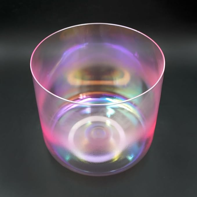 Hye-eun Clear Crystal Singing Bowl 7 inch F Note Rose Pink Cosmic Light Heart Chakra Transparent Sound Bowl with Mallet & O-ring,for Yoga Meditation Energy Healing, & Energy Balancing - Bloomnest