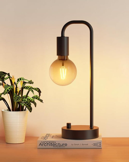 ONEWISH Industrial Table Lamp for Bedroom, Fully Dimmable Modern Bedside Lamps with 2700K Warm Light Bulb for Kids Reading, Minimalist Nightstand Lamps for Living Room, Office (Bulb Included) - Bloomnest