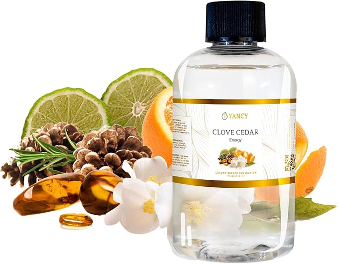 YANCY Clove Cedar Luxury Collection Fragrance Oil (4 oz), Earthy Clove and Cedarwood Aroma, Versatile Scent for Diffusers, Oil Burners & Aroma Lamps, Grounding Fragrance for Cozy Vibes YancySpa