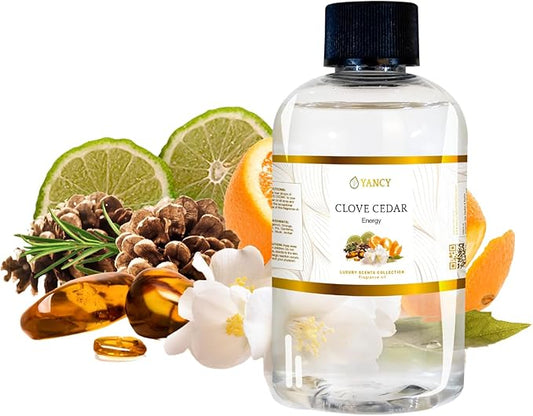 YANCY Clove Cedar Luxury Collection Fragrance Oil (4 oz), Earthy Clove and Cedarwood Aroma, Versatile Scent for Diffusers, Oil Burners & Aroma Lamps, Grounding Fragrance for Cozy Vibes YancySpa