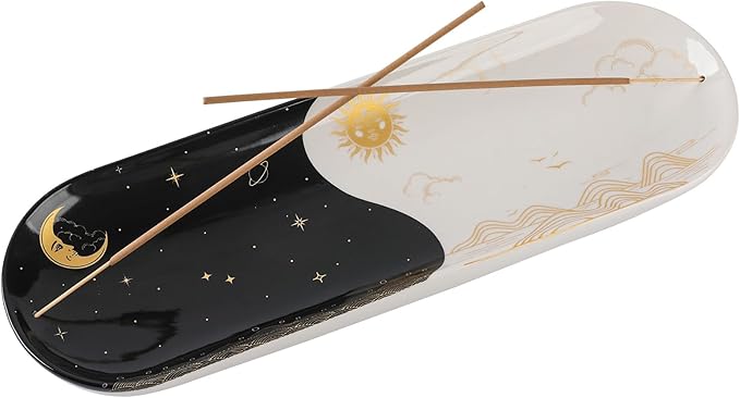 CEREMONY Incense Holder for Sticks, Ceramic Incense Burner with 60 Incense Sticks for Sage Palo Santo, Heat-Resistant Insence-Stick Holder for Backflow Incense Cones Meditation Yoga Spa Room Decor