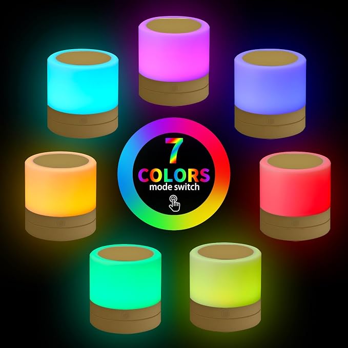 ERUN Nursery Night Light for Kids, USB Rechargeable Small Desk Lamp,13 RGB Colors & 4 Brightness & 1 Remote, Touch Bedside Cordless Table Lamp, Portable Night Lamp for Bedroom Living Room Home (Gold) - Bloomnest