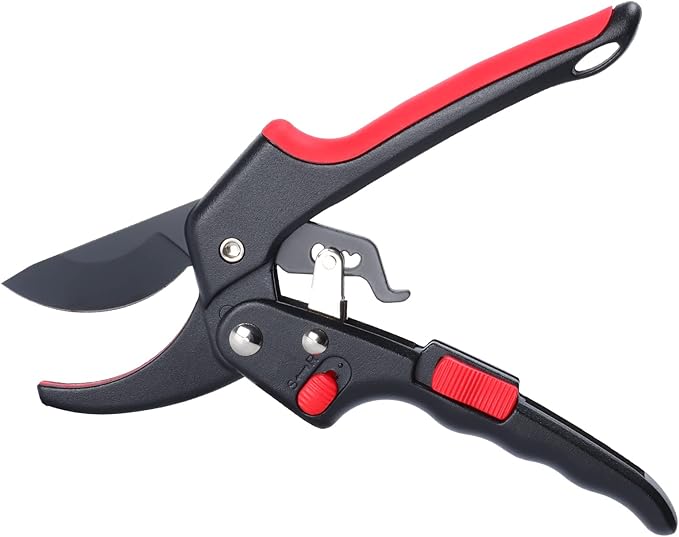 Garden clippers, premium Germany pruners, Work 3 times easier, professional ratchet pruning shears, cutting rose, flower, hedge, stem, tree, Sharp gardening scissors, Arthritis weak hand snips - Bloomnest