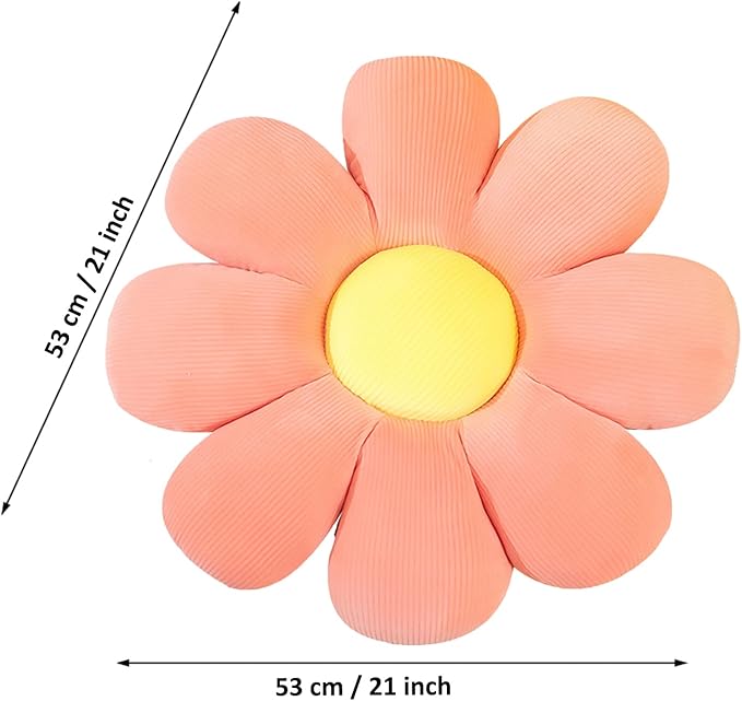 Flower Shaped Throw Pillow - 21 Inch Soft Seating Cushion for Floor, Bedroom, Sofa, Bed, Reading - Plush Room Decor (Pink) - Bloomnest