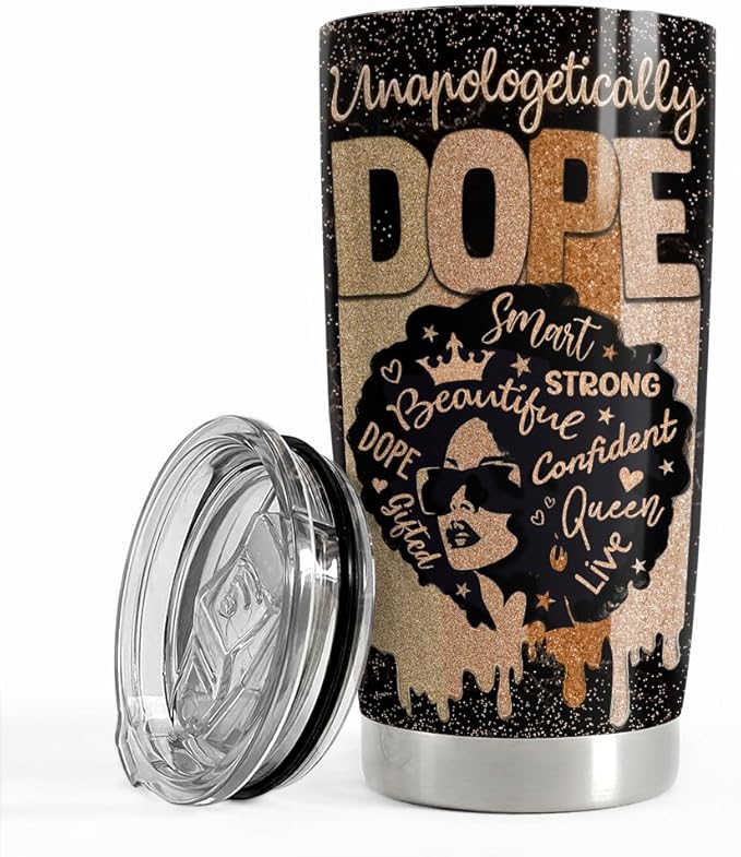 SANDJEST Inspirational Gifts for Women Black Woman Inspiration Tumbler 20oz Stainless Steel Insulated Coffee Travel Mug Cup Motivational Gift for Women Birthday Christmas - Bloomnest