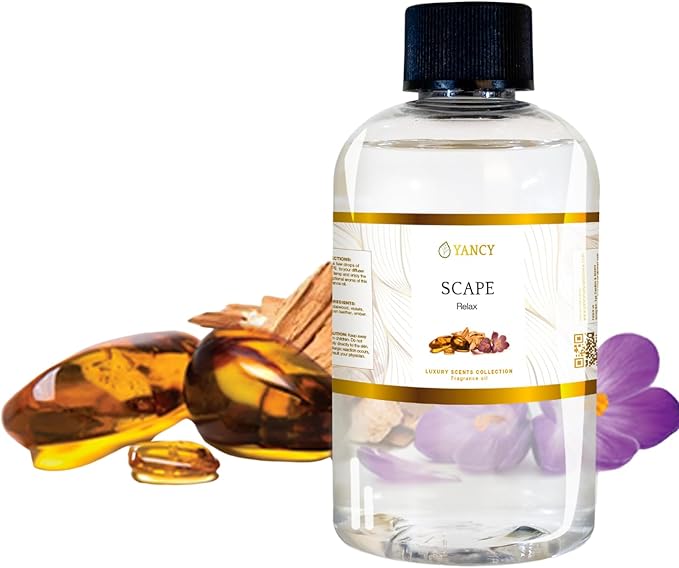 YANCY Scape Luxury Collection Fragrance Oil (4 oz), Sandalwood and Amber Scent, Versatile Aroma for Diffusers, Oil Burners & Aroma Lamps, Premium Fragrance Oil for Relaxing Home Ambiance YancySpa