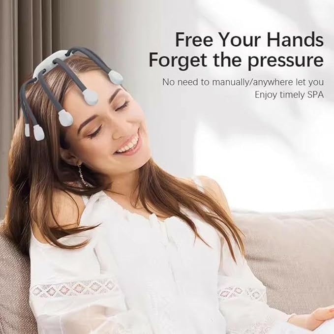 Head Massager, Electric Scalp Massager,Octopus Head Massagers Scalp,Electric Scalps Massagers with 10 Vibrating Points, 5 Modes and Smart Timing, Relieves Scalps Pressure RJSQAQE