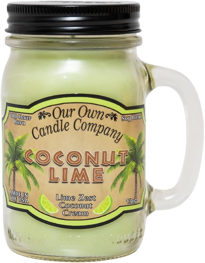 Our Own Candle Company, Coconut Lime Scented Mason Jar Candle, 100 Hour Burn Time,13 Ounces - Bloomnest