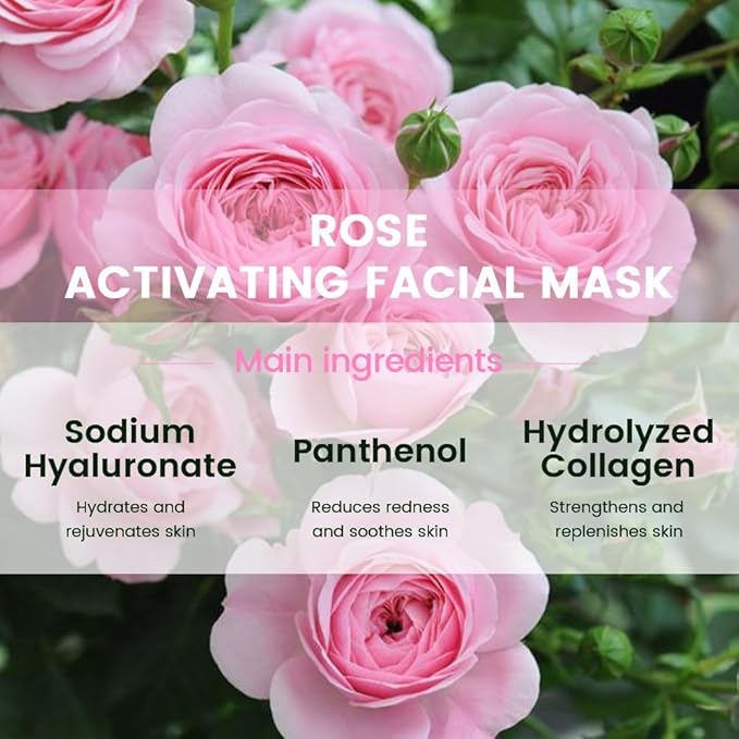 8 Pack Rose Face Mask,Pink Face Masks Skincare Spa Day Kit Supplies,Spa Party Favors for Women,Sheet Facial Mask Skincare Gifts Set,Moisturize Soothe for All Skin Types - Bloomnest