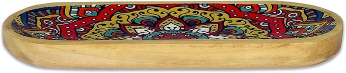 Yajna Traditional-Handmade Incense-Stick-and-Cones-Holder Incense-Burner-ash-Catcher-Stand Wooden-Tray-Holder (Mandala) - Bloomnest