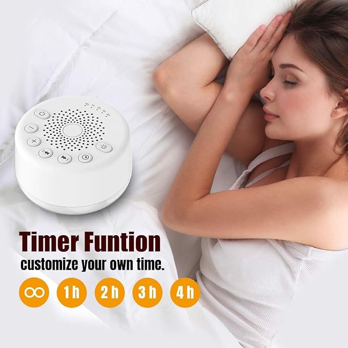 Sound Machine Easysleep White Noise Machine with 25 Soothing Sounds and Night Lights with Memory Function 32 Levels of Volume and 5 Sleep Timer Powered by AC or USB for Sleeping Relaxation (White) - Bloomnest