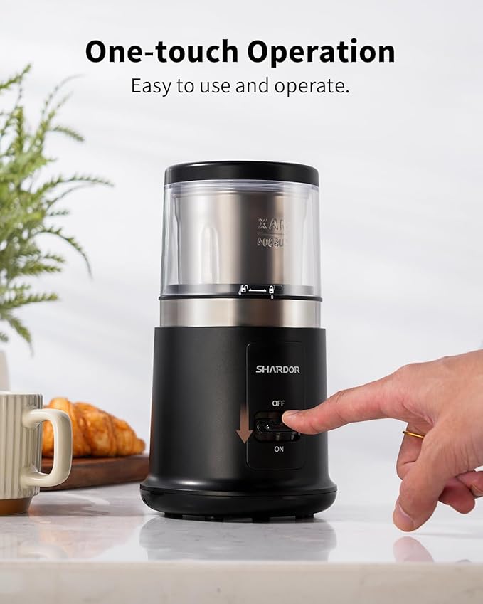 SHARDOR One Touch Coffee Grinder Electric, Spice, Herb, For Coffee Bean Spices and Seeds with 1 Removable Stainless Steel Bowl, Dry Grinder, Black - Bloomnest