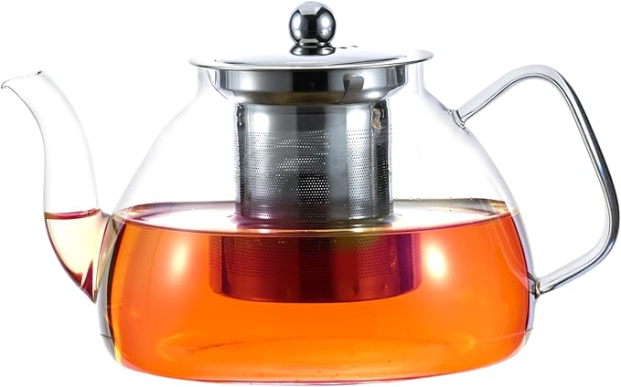 1200 ml/40 oz Glass Teapot with Infuser, Glass Tea Kettle Stovetop，Tea Pot with Infusers for Loose Tea, Tea Maker Gift - Bloomnest