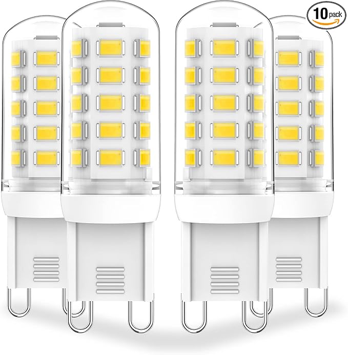 Dimmable G9 LED Bulb 6000K Daylight, 3W G9 Base Chandelier Light Bulb Daylight White,20W 25W 30W Halogen Replacement G9 Bi Pin Base,120V 360°Beam 4-Pack - Bloomnest