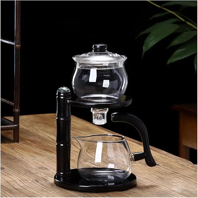 Glass Semi Automatic Tea Set，Lazy Kungfu Drip TeaPot, Magnetic Water Diversion Rotating Cover Bowl Semi-Automatic Glass Teapot，Heat Resistant Kungfu Tea Set Perfect of Holiday Gifts - Bloomnest