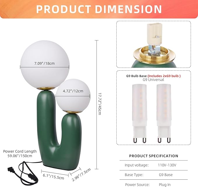 Arturesthome Nightstand Desk Lamp, Creative Nordic Living Room Bedside Bedroom Table Lamp with Light Bulbs, Green - Bloomnest