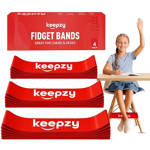 4 Pack Chair Bands, Anti Slip Chair Bands for Kids with Fidgety Feet, ADHD Chair Bands for Classroom, Desk Bands for Student Desks, Sensory Chair Rubber Bands - Bloomnest
