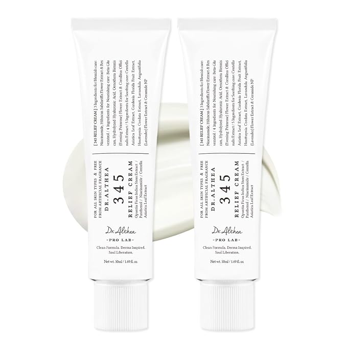 Dr.Althea 345 Relief Cream | Moisturizer for Soothing Recovery and Blemish Care with PDRN & Niacinamide | Korean Vegan Skin Care for All Skin Types, 1.69 Fl Oz (Ver.2 - Pack of 2) - Bloomnest