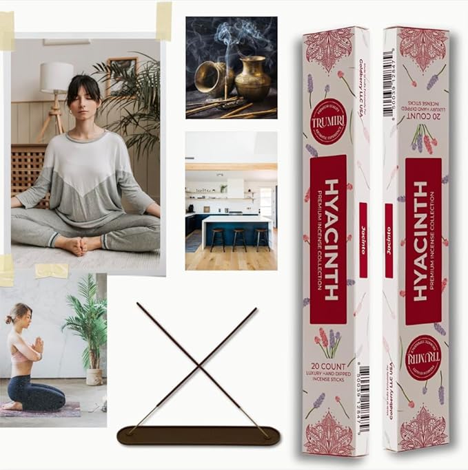 Hyacinth Incense Sticks - Total 40 Insence-Sticks - Dual Pack of 20 Insense - Inciensos - Inscents - Natural Non Toxic Ingredients - Incents - Incence - Inscense - Insents TRUMIRI