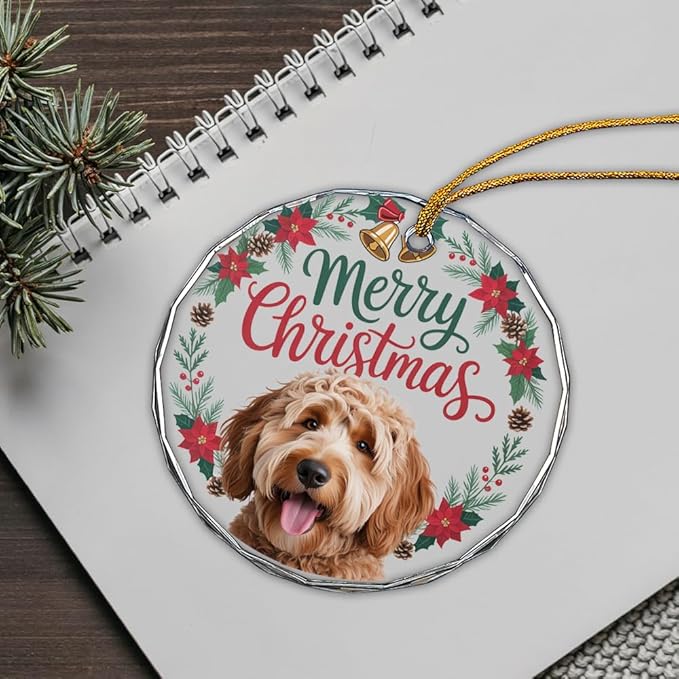Golden Doodle Glass Ornament – Handcrafted Hanging Decoration, Elegant Keepsake with Unique Golden Doodle Design, for Home, Holiday Tree, or Special Occasion - Bloomnest