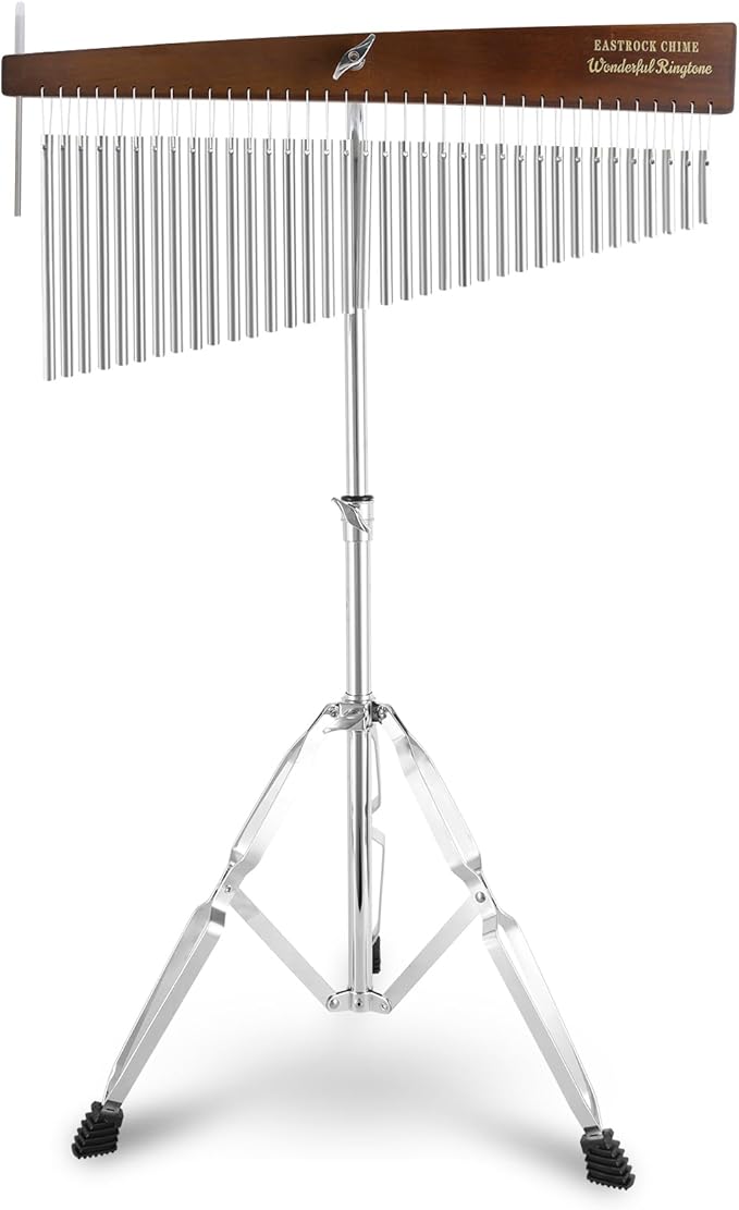 EASTROCK 36 Note Chimes Slant Style Musical Instruments Percussion Instrument European Ash Single-row Chime Bar Chimes Percussion Height-Adjustable Stand Silver - Bloomnest
