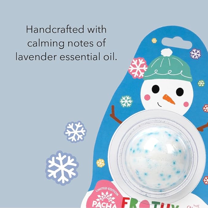 PACHA SOAP Co. Holiday Bath Bomb Card 3 Pack, Frothy The Snowman - Scents of Lavender, Moisturizing, Naturally Derived & Handcrafted in The USA - Bloomnest