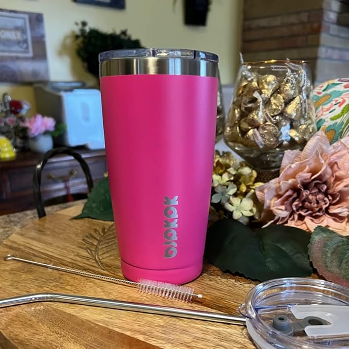 BJPKPK Purple Insulated Tumbler With Lid And Straw 20 oz Stainless Steel Tumblers Coffee Thermal Cup - Bloomnest