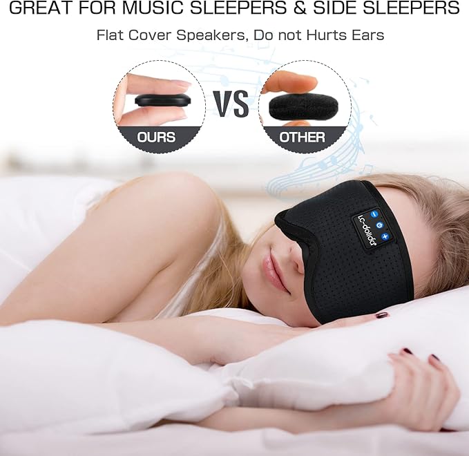Sleep Headphones Sleep Mask with Bluetooth Headphones, LC-dolida Eye Mask for Sleeping Eye Pillow Sleeping Headphones for Side Sleepers Thin Speaker Cool Gadgets Gifts for Men&Women - Bloomnest