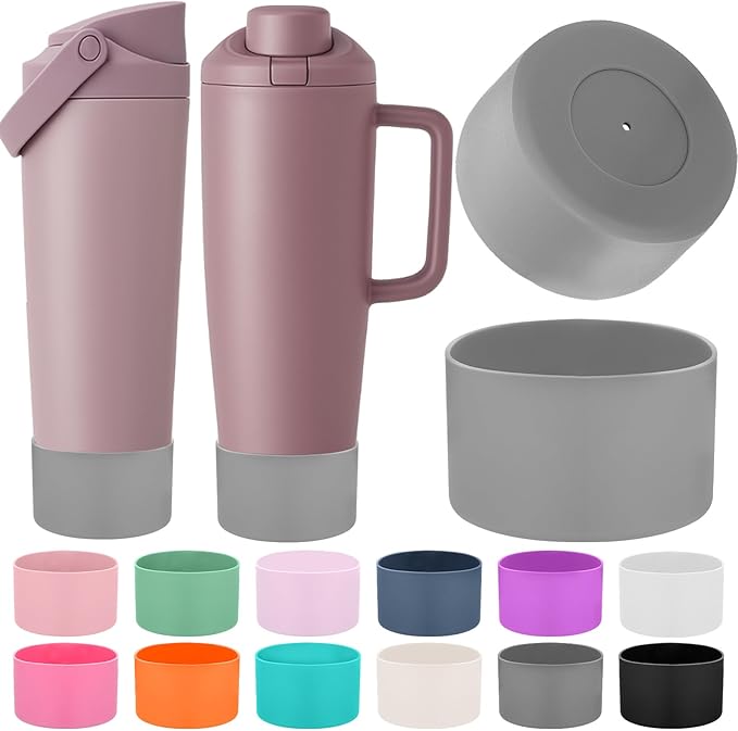 Mity rain 2PCS Protective Silicone Boots for Owala 30oz & 40oz FreeSip Sway Bottles & Tumblers - Accessories for owala, Enhances Stability & Prevents Scratches (Light Gray) Mityrain