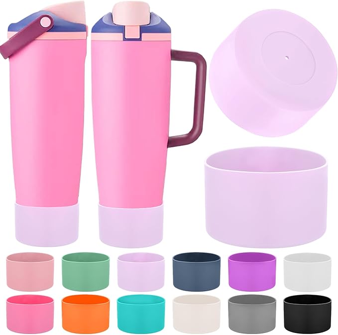 Mity rain 2PCS Protective Silicone Boots for Owala 30oz & 40oz FreeSip Sway Bottles & Tumblers - Accessories for owala, Enhances Stability & Prevents Scratches (Lilac) Mityrain