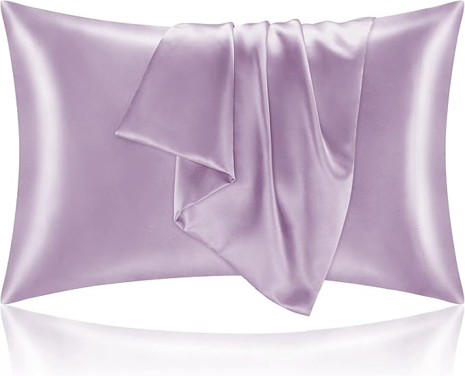 BEDELITE Satin Pillowcase for Hair and Skin, Super Soft and Cooling Similar to Silk Pillow Cases 2 Pack with Envelope Closure, Gift for Women Men(20"x26" Standard Size, Lavender) - Bloomnest